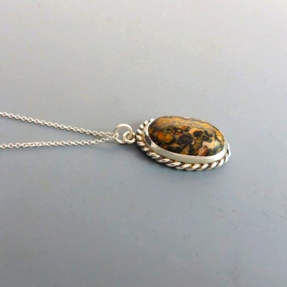 Leopard Jasper and Sterling Silver Pendant - Picture 3 of 6